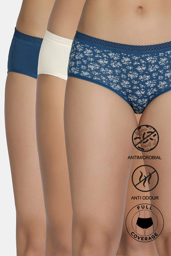Buy Zivame Low Rise Full Coverage Hipster Panty  (Pack of 3) - Multicolor